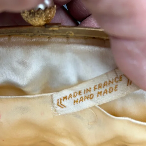 Vintage Gold Beaded purse pearl snap closure France - Picture 8 of 8